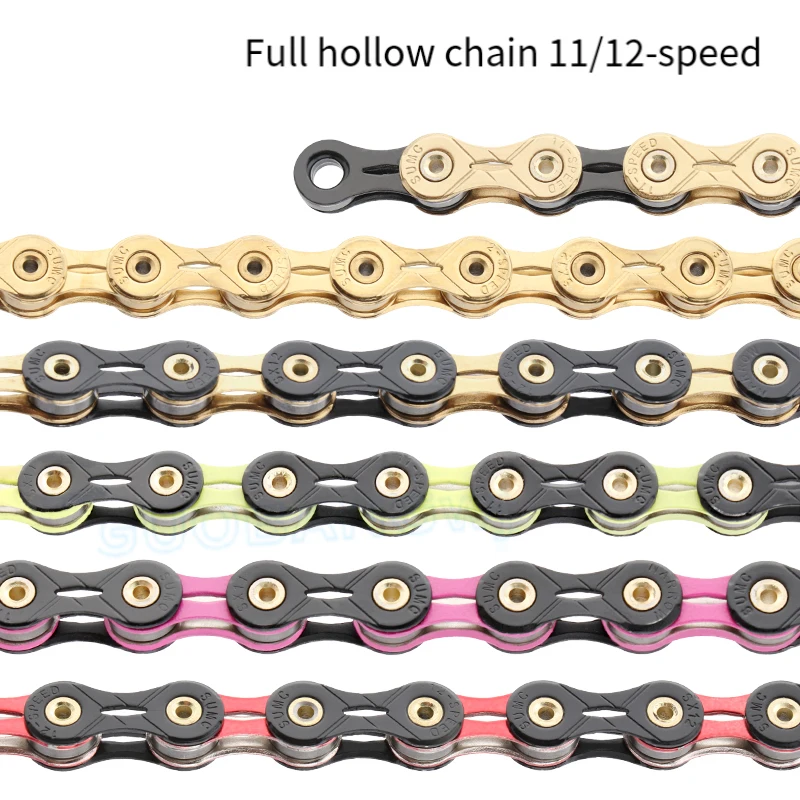 

11Speed 12Speed MTB Road Bike Chain, Rainbow Fully Hollow Diamond Chain, Ultra Lightweight Race Specific