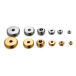 20 Stainless Steel Flat Spacer Beads Lot 3 4 5 6 8 10mm Golden Loose Big Large Hole Spacer Beads For Bracelet Diy Jewelry Making