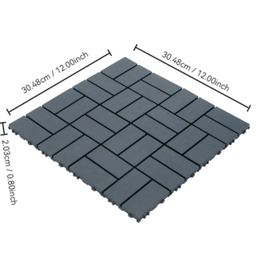Azulejos de cubierta entrelazados de plástico, paquete de 44 azulejos para terraza de Patio, 12 "x 12", cuadrados, impermeables, para uso en todo tipo de clima, azulejos para terraza de Patio
