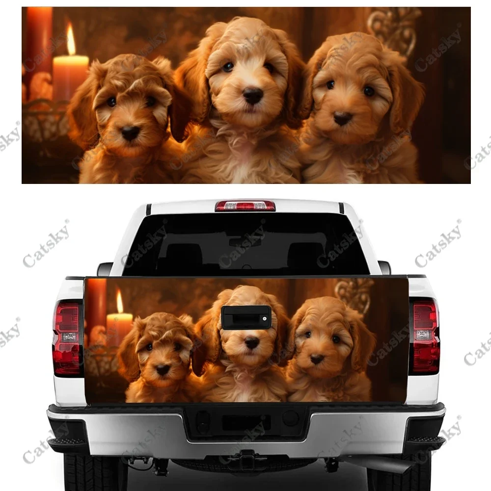 

Cute Animal Cavapoo Dog Truck Tailgate Wrap Professional Grade Material Universal Fit for Full Size Trucks Weatherproof