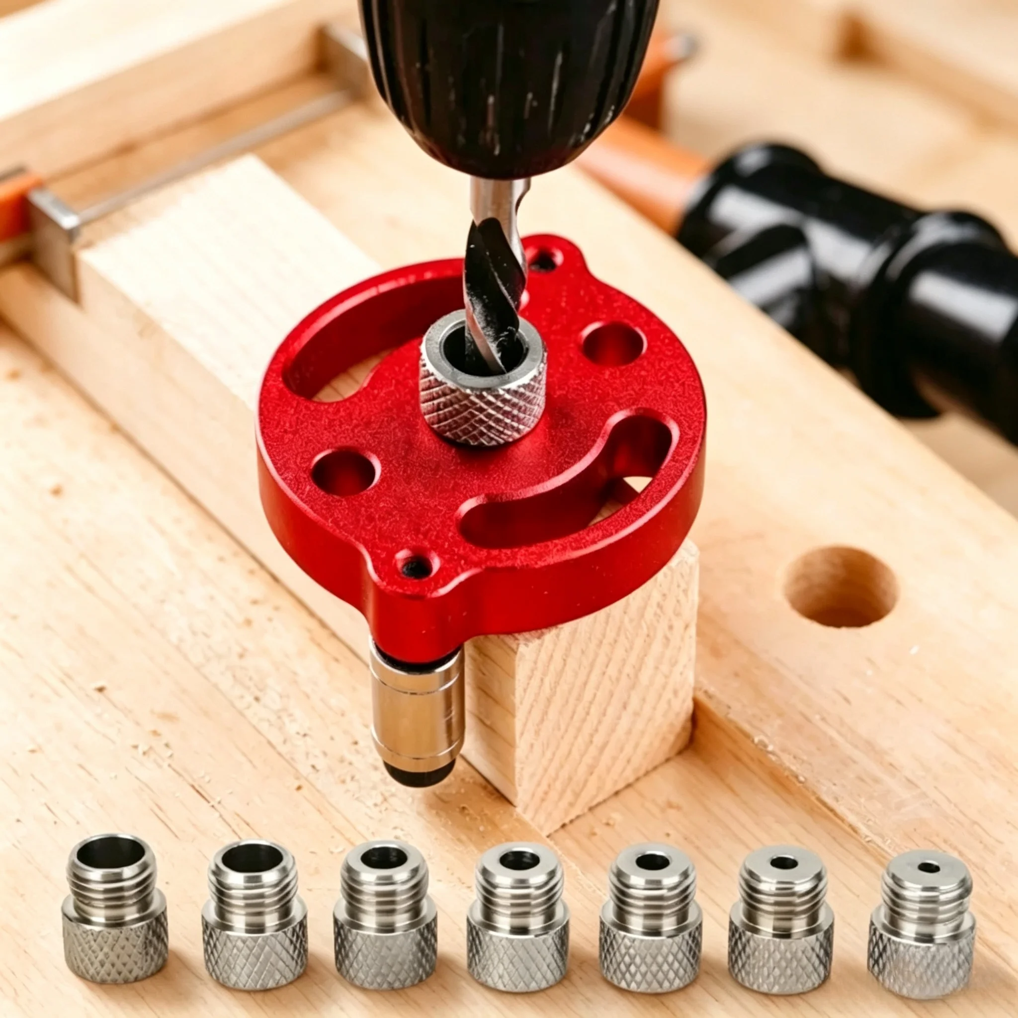 Auto Centramento Doweling Jig, Handheld Drill Guide para furos retos, painel de madeira, furador, Locator Tool, Center Dowel