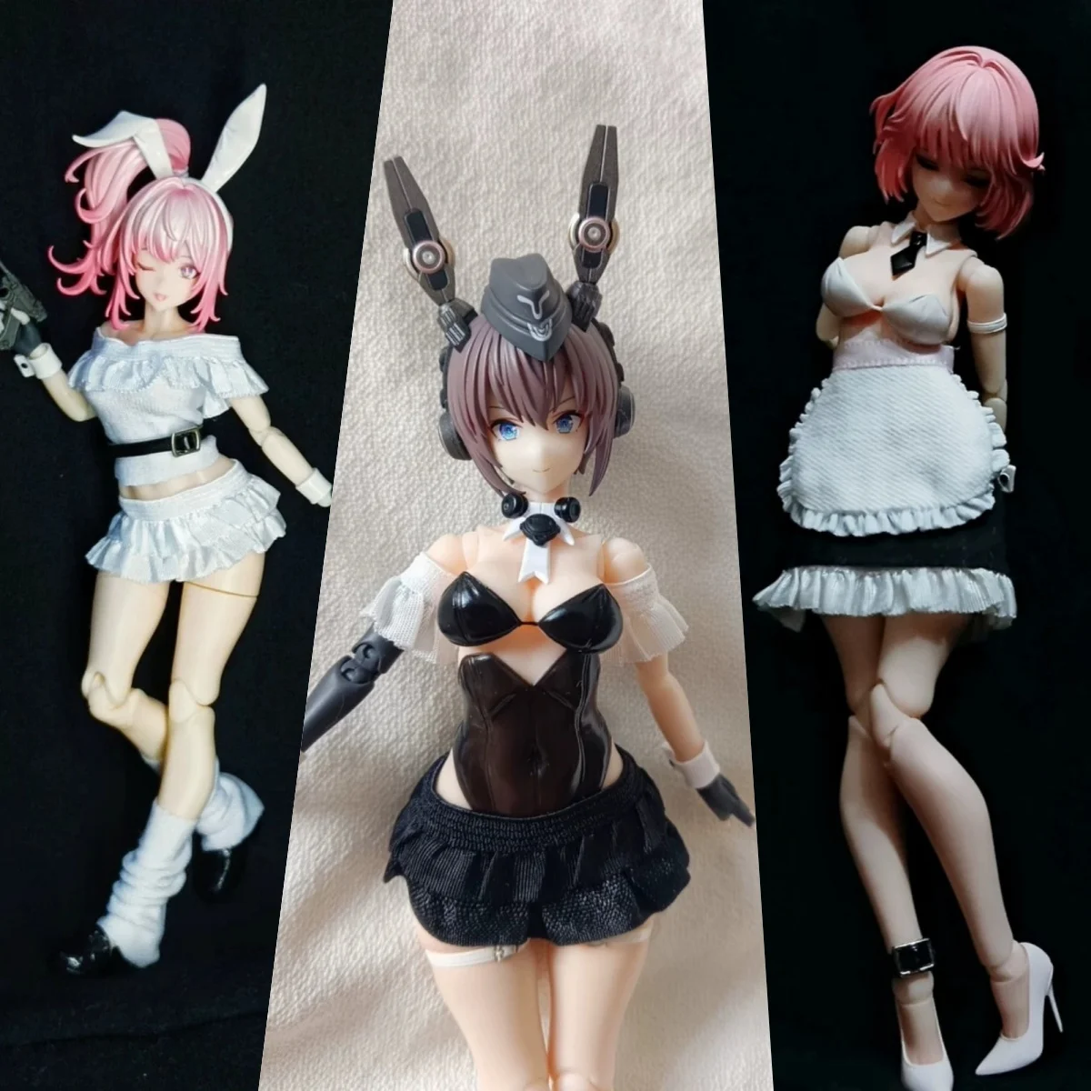 【Only Clothes】1/12 Scale Female Soldier Maid Apron Set Tiered Lace Skirt Leg Ring Buckle Fit 6''Action Figure SnailShell Toys