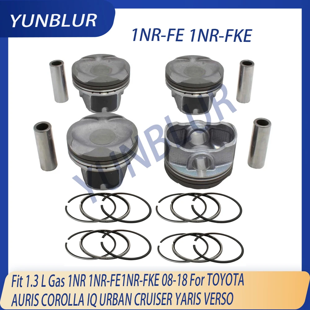 STD 72.5mm Engine Piston & Ring Set Fit 1.3 L Gas 1NR 1NR-FE1NR-FKE 08-18 For TOYOTA  AURIS COROLLA IQ URBAN CRUISER YARIS VERSO