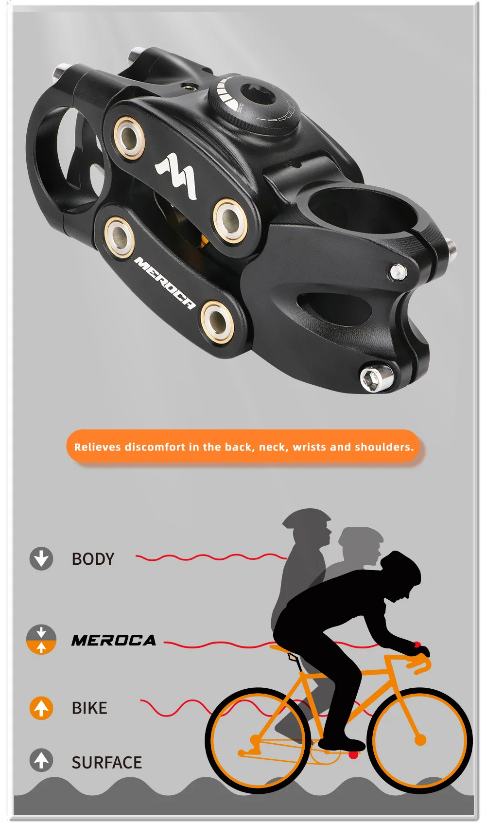 MEROCA Bicycle Four Link Shock Stem 31.8*90MM Aluminum Alloy XC Grave Road Mountain Bike Risers Suspension Stems