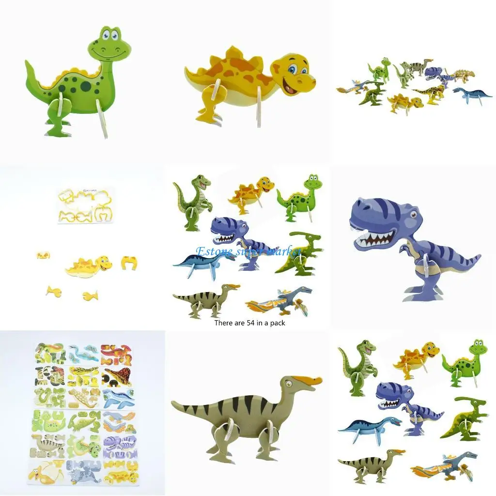 

090B 54 предмета 3D-пазлы с динозаврами для взрослых, семей и детей от 3 лет и старше, подростков