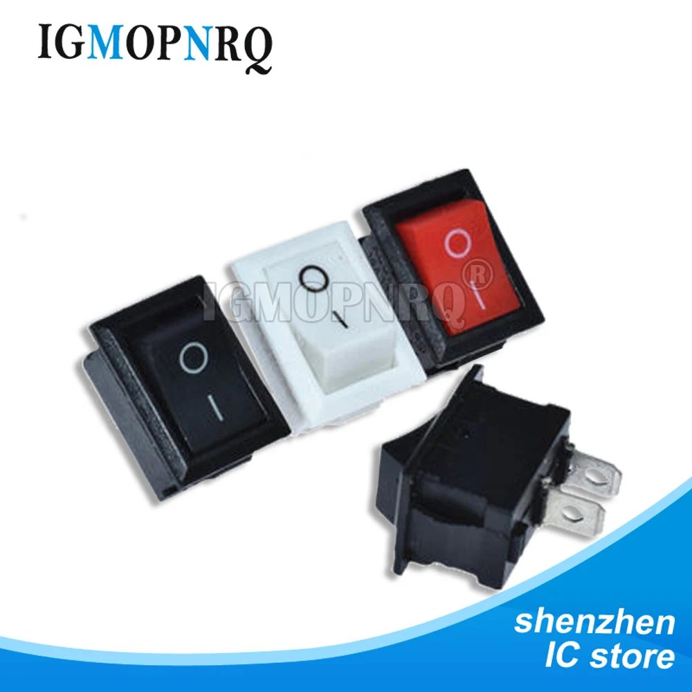 10PCS 15x21 KCD01-117S KCD01 15*21mm 2Pin Power Switch Black Red Whit ON/OFF SPST Panel Mount Rocker Switch AC 6A/250V 10A/125V