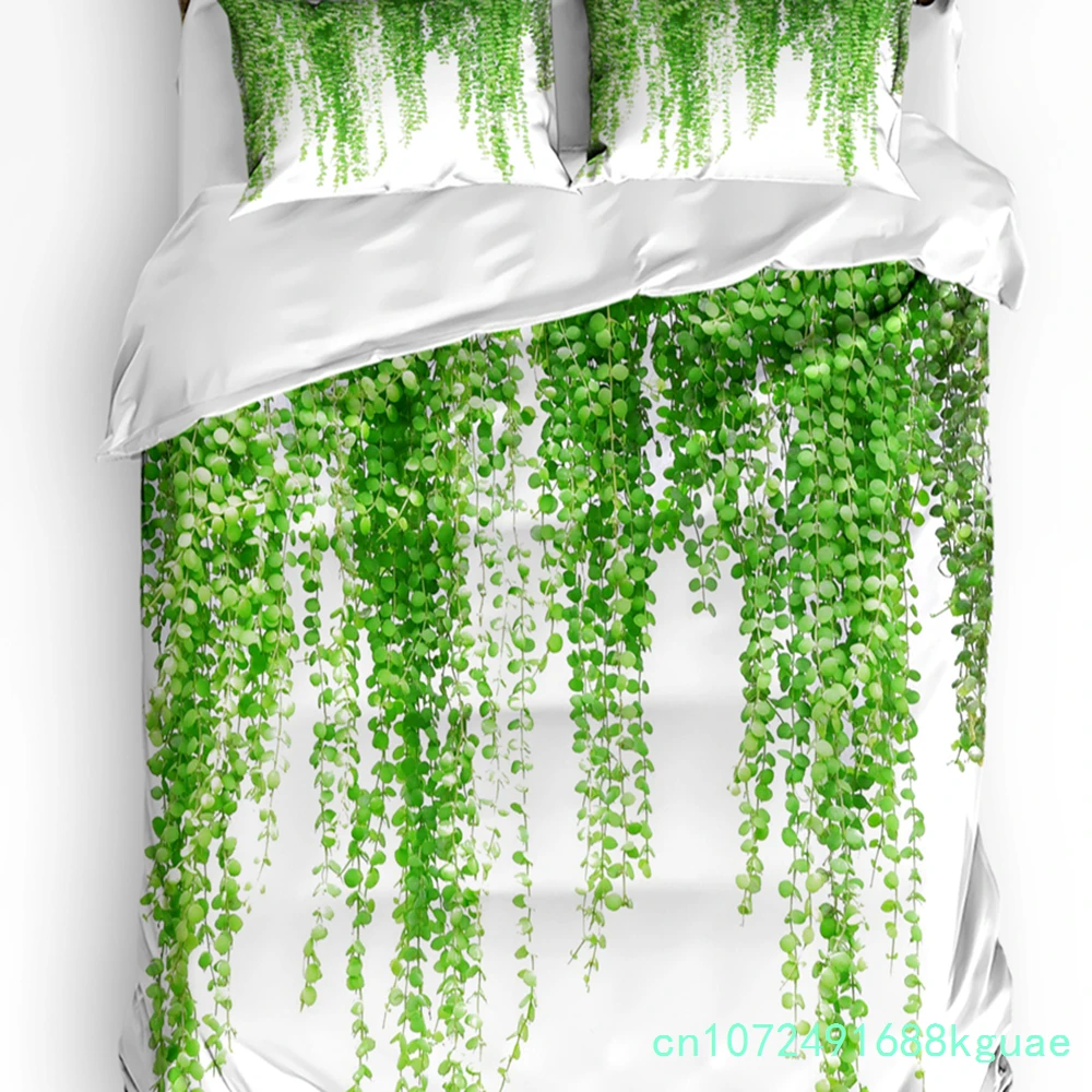 Plant Green Rattan Leaves Printed Comfort Duvet Cover Pillow Case Home Textile Quilt Cover Boy Kid Teen Girl 3pcs Bedding Set