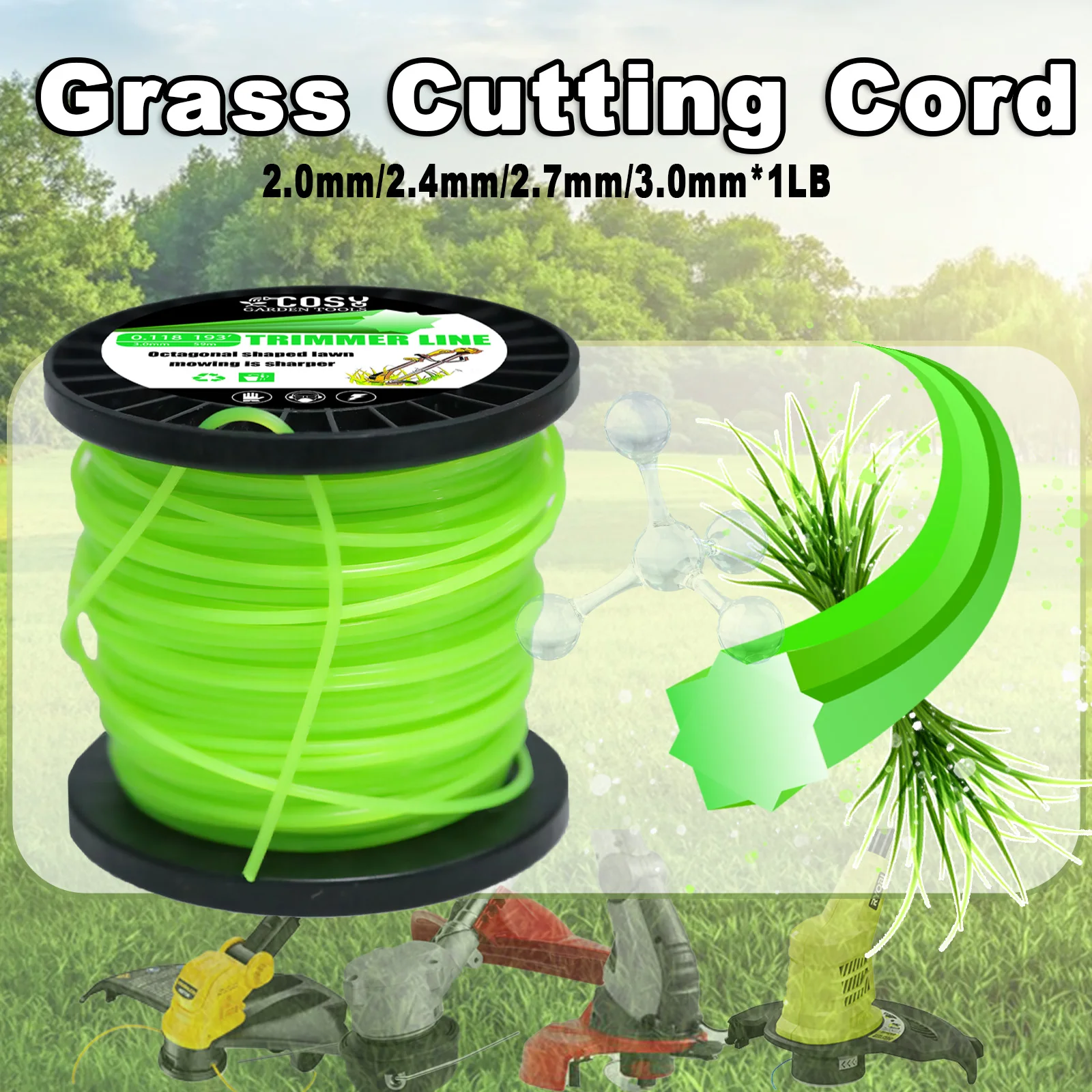 2.0*130M Nylon Octagonal shape Mowing Trimmer Line Trimmer Head String for Grass Trimmer Roll Grass Rope Line Brushcutter Wires
