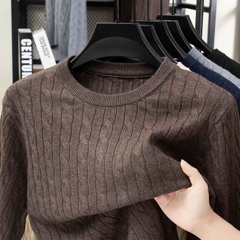 

Мужская одежда, вязаные свитера с усовершенствованным витым цветком, повседневные универсальные модные пуловеры с длинными рукавами и вышивкой пони