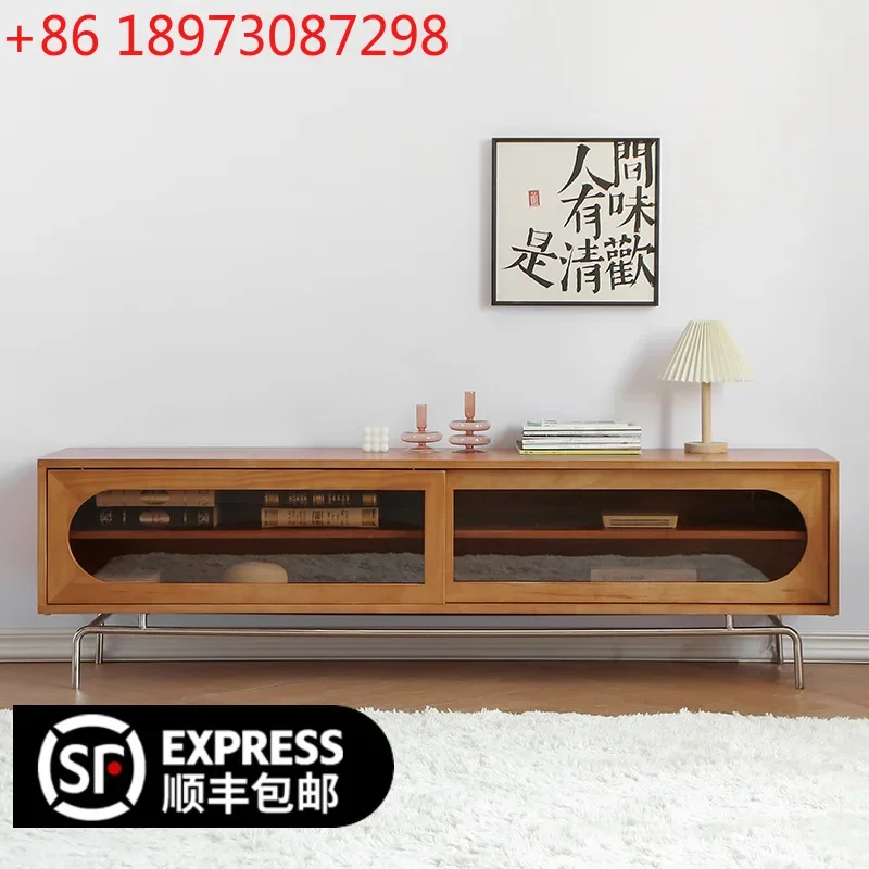 Nordic solid wood retro TV cabinet modern simple living room TV audio-visual cabinet