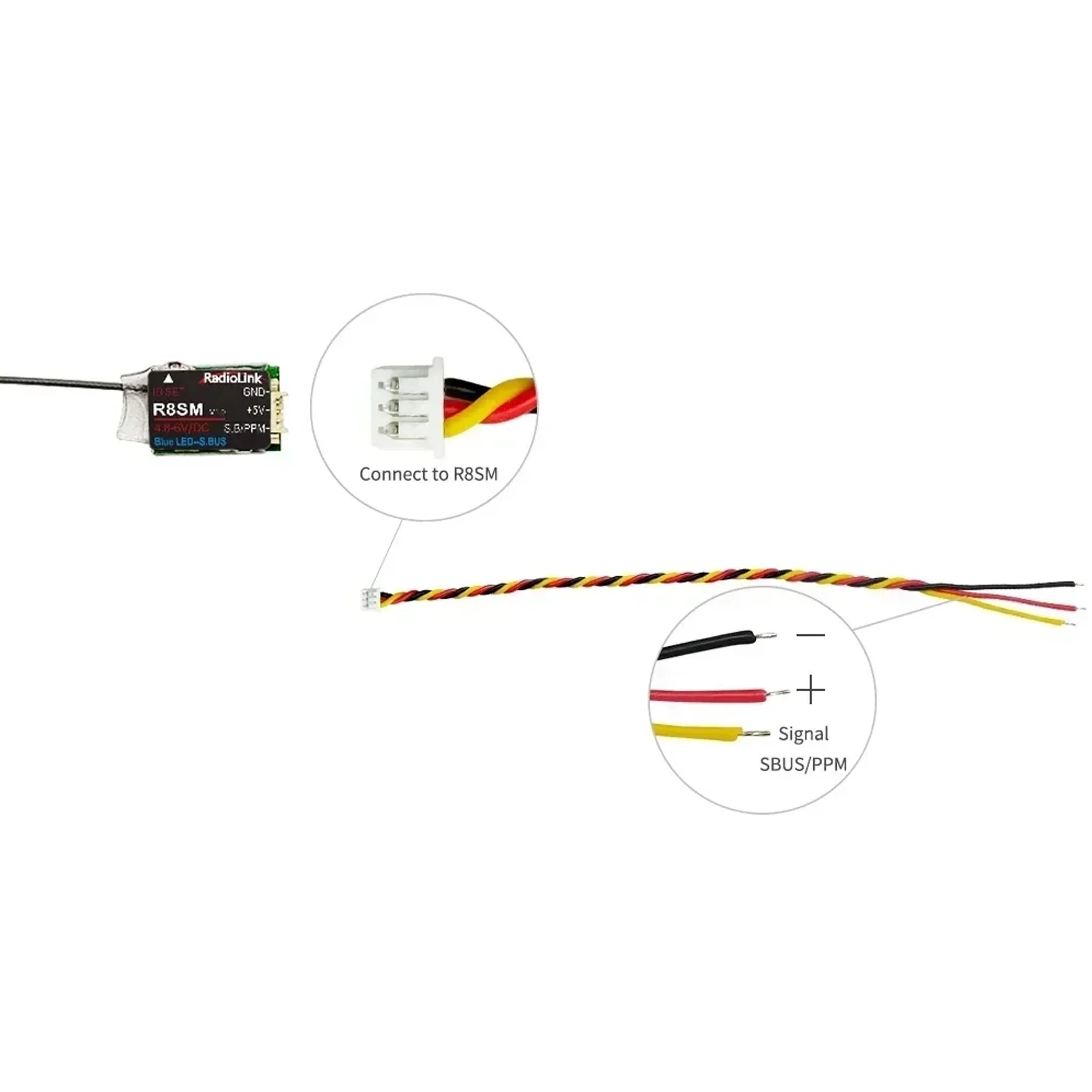Radiolink R8SM 8 Channels 2.4G Mini Receiver Support SBUS PPM 8CH for RC FPV Racing Drone Plane T8FB T8S RC4GS V2 Transmitter