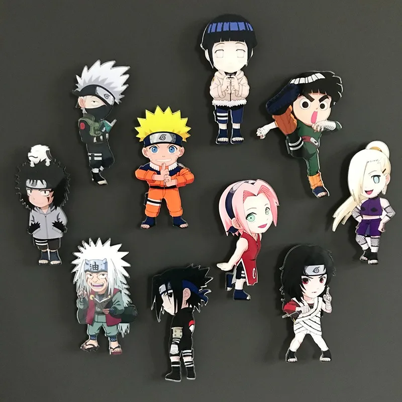 

Naruto Cartoon Anime Acrylic Refrigerator Magnet Absorbing Iron Stone Kawaii Creative Interior Decoration Wholesale 20pcs