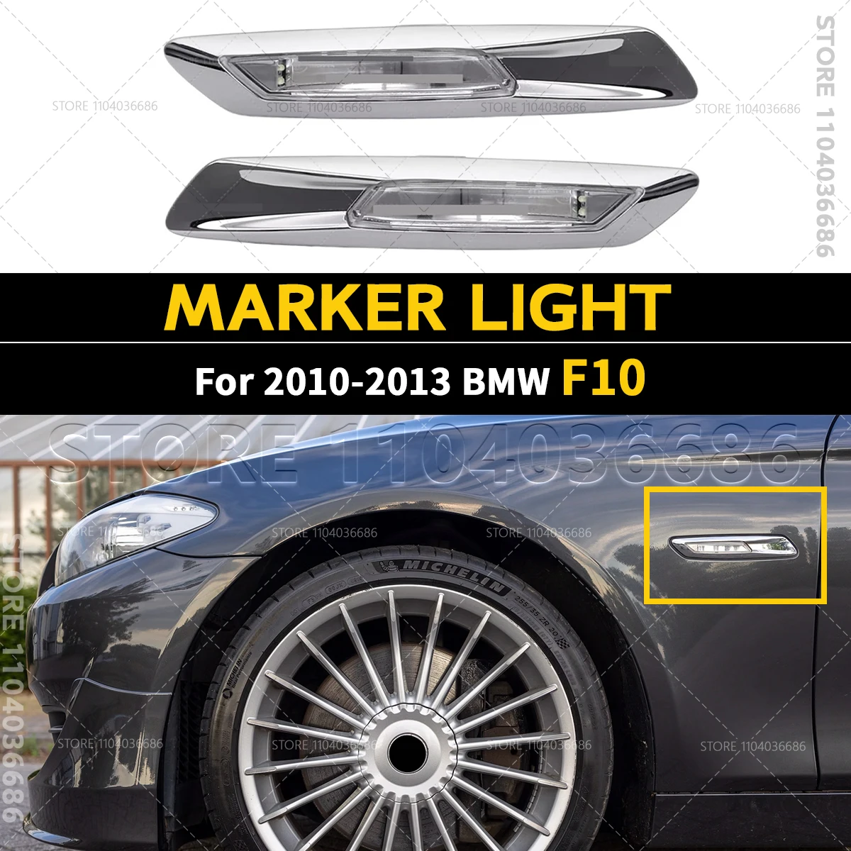 For 2010 2011 2012 2013 BMW F10 528i 535i 550i 550iX Hybrid 5 Fender Front Side Turn Signal Lamp Marker Light