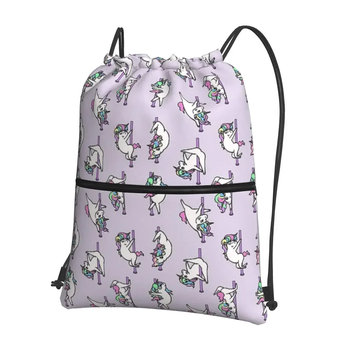 Unicorn Pole Dancing Club Portable Backpacks Drawstring Bag Casual Drawstring Bundle Pocket Sundries Bags For School Students