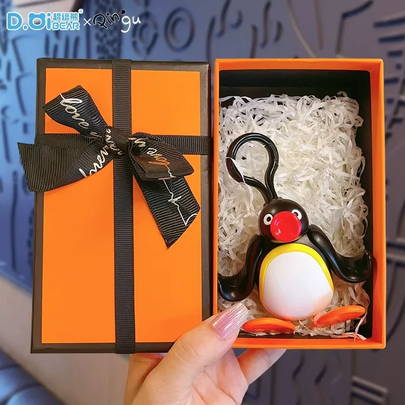 

Подлинный подвижный брелок Pingu Penguin с веревкой, милые куклы, школьный рюкзак, украшение автомобиля, кулон, брелок «сделай сам», подарок для пары