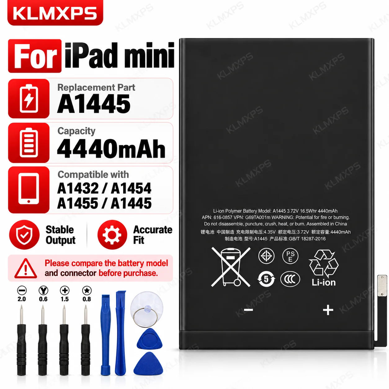 Replacement Flat Panel Battery for iPad Mini 1 2 3 4 5 A1445 A15125, Tablet Lithium Battery Factory Wholesale