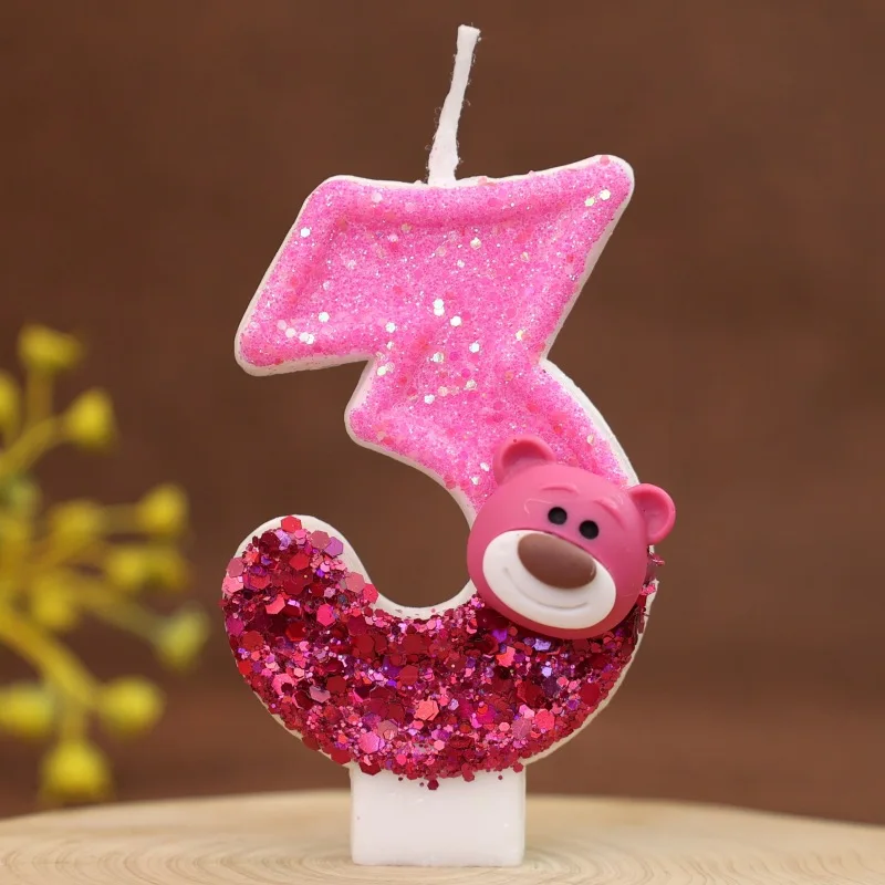 

New 2025 Disney Birthday Candle 1 Years Strawberry Bear Original Birthday Candles for Cake Children's Birthday Party Candle