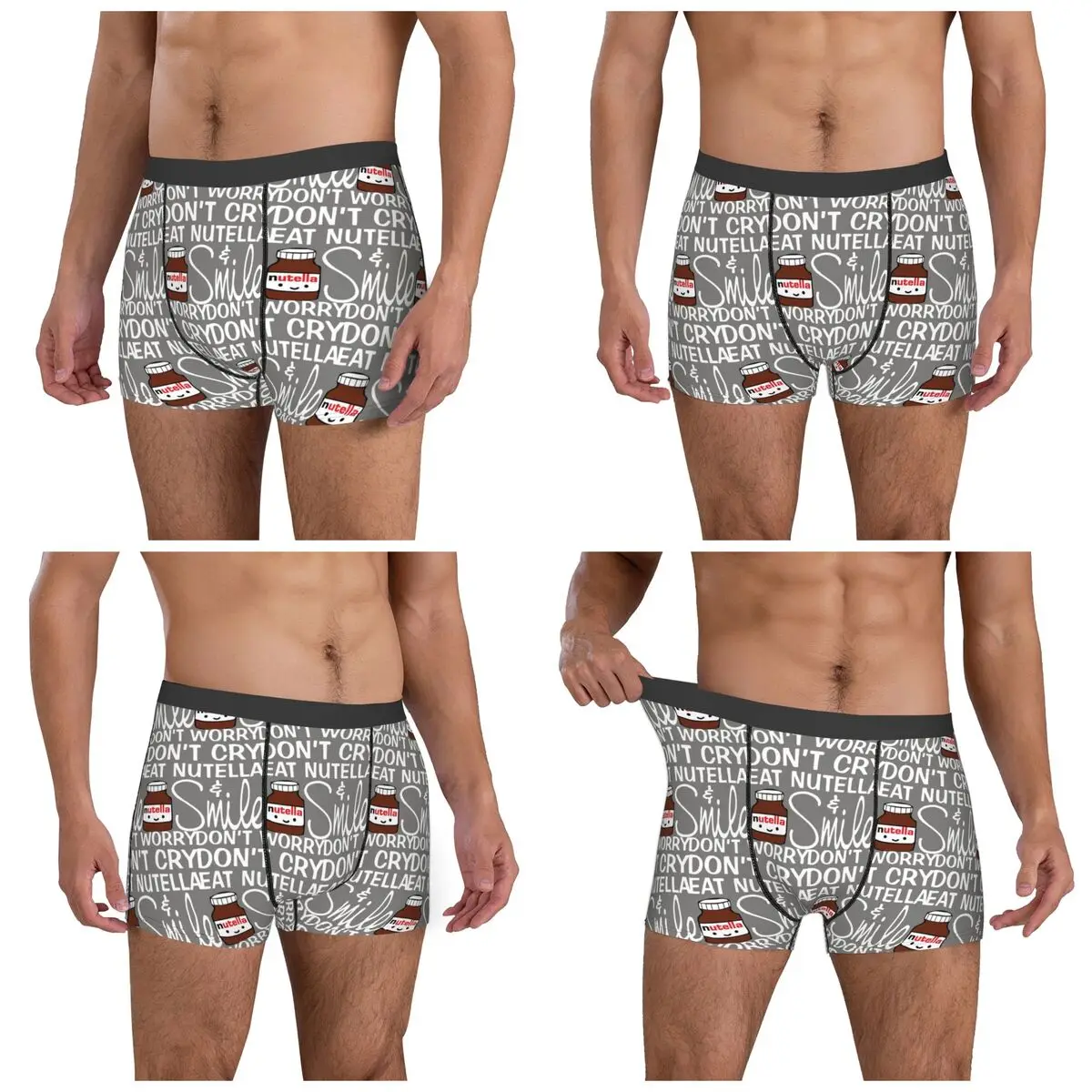 Boxer Underpants Shorts Don't Worry Don't Cry Eat Nutella And Smile Panties Men's Comfortable Underwear Homme Man Boyfriend Gift