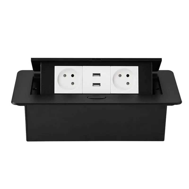 Office Desk Conference Table Power Socket Information Box Concealed Pop-up Israeli Hidden Desktop Socket With 2 USB Charging