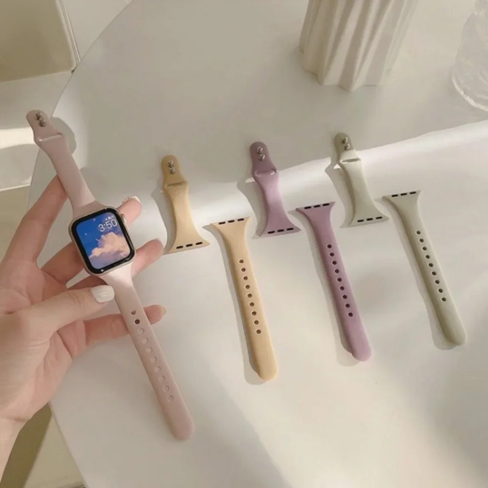 Apple Watch用スポーツスリムシリコンストラップ 10バンド 42mm-46mm 44mm 41mm 40mm 38mm 45mm ブレスレット シリーズ8 SE 4 9 7 6 5 ウルトラ2 49mm対応