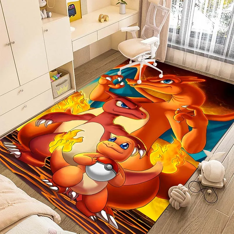 15 Sizes Pokémon Charizard Dracaufeu Pikachu Printing Carpet for Living Room Bedroom Kid's Room Home Decor Area Rug Non-slip Mat