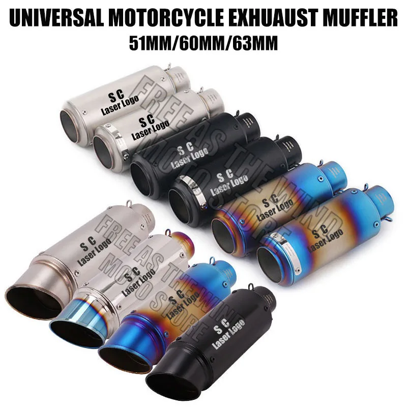 

51mm 60mm 63mm Universal sc Motorcycle Exhaust Muffler Escape for Motorcycle GP-project Pass-through Exhaust Modified Accessorie