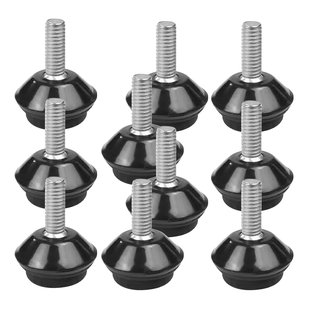 

10pcs niture Feet 25mm M6 Adjustable Stainless Steel Chair Leg Floor Protectors Black Rubber Pads Table Sofa Durable Easy