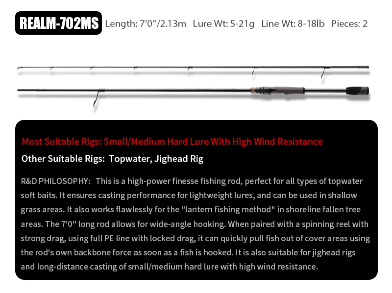Purelure Realm Bass-Angelrute All M40X Toray Carbon Soft Bait Zander EX F/F Action mit Fuji SIC Ring für Spinning und Casting – Detail 19