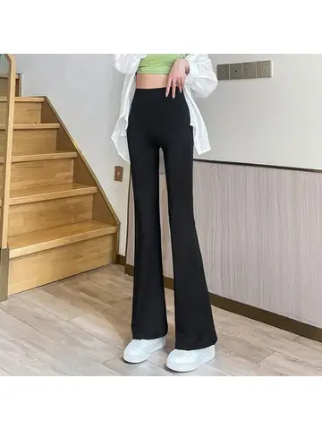 Women High Waist Slim Flared Pants Solid Sexy Leggings High Elastic Hip Liftting Pants Outdoor Trainning Fashion Yoga Tights