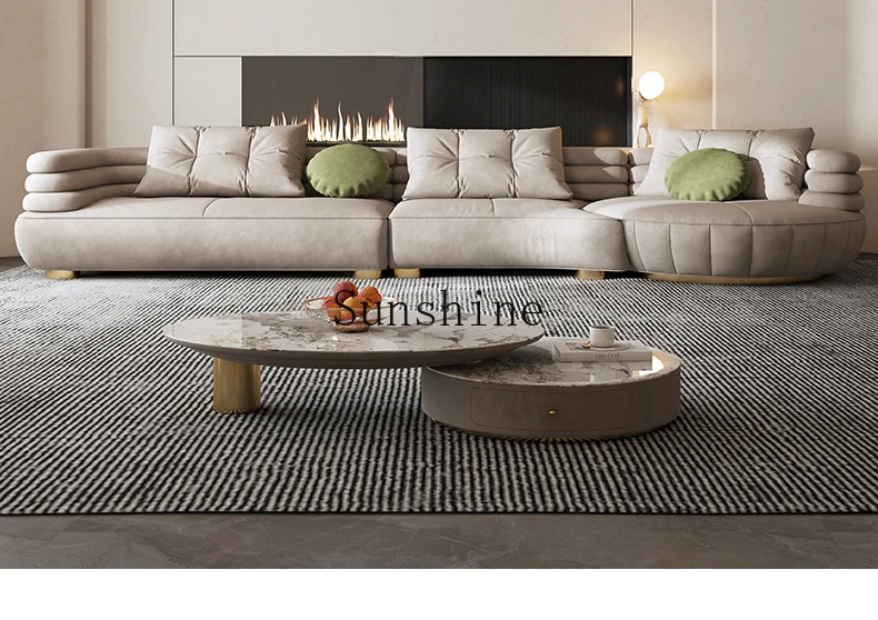 Italian minimalist sofa large apartment fabric sofa living room curved corner sofa