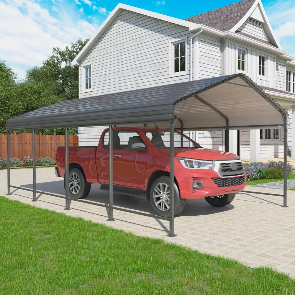 

12x20 Metal Carport Carports with Enhanced Base Heavy Duty Garage Outdoor Galvanized Car Shelter for Car, Boats and Truck