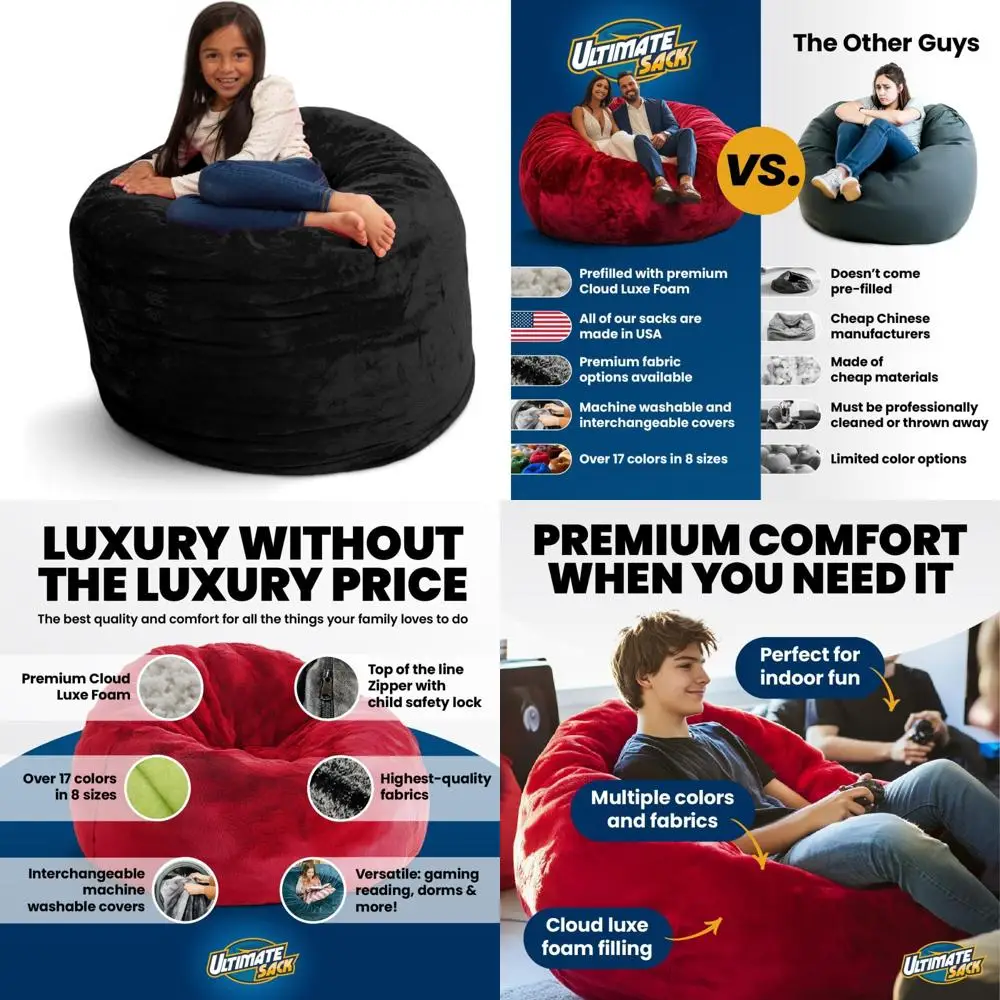 كرسي بين باج مريح كبير الحجم للبالغين، أثاث أريكة صالة بمقعدين، مثالي للاسترخاء والجلوس غير الرسمي #1