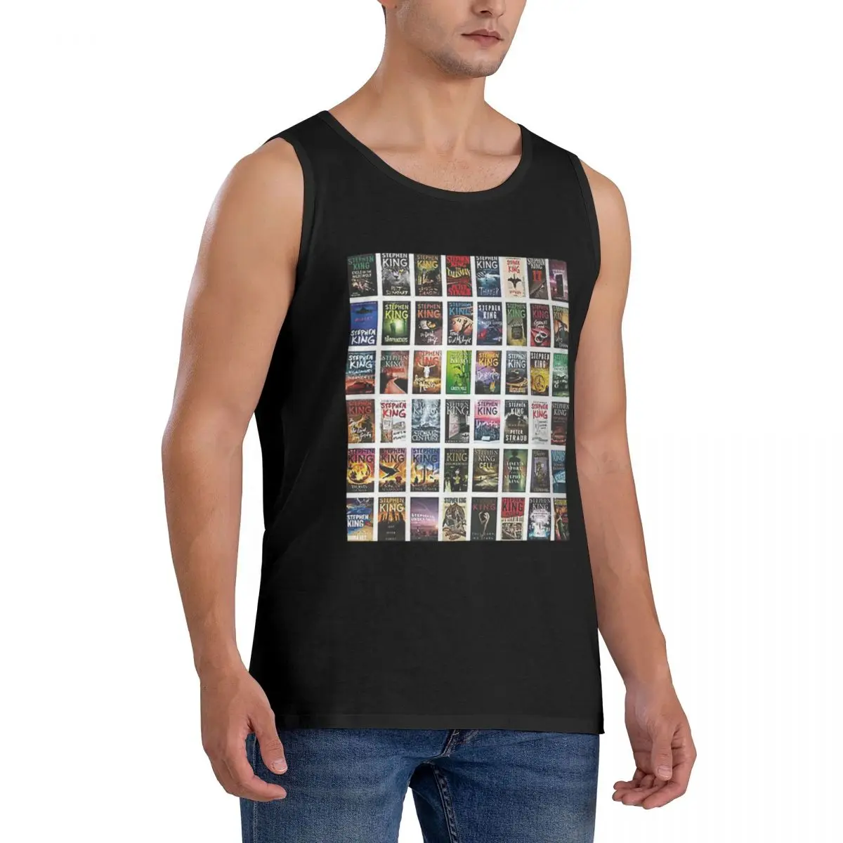 100% Cotton Complete Works Of Stephen King Sleeveless T-Shirt Men Workout Sports Clothing Tops Men's Crew Neck Vest
