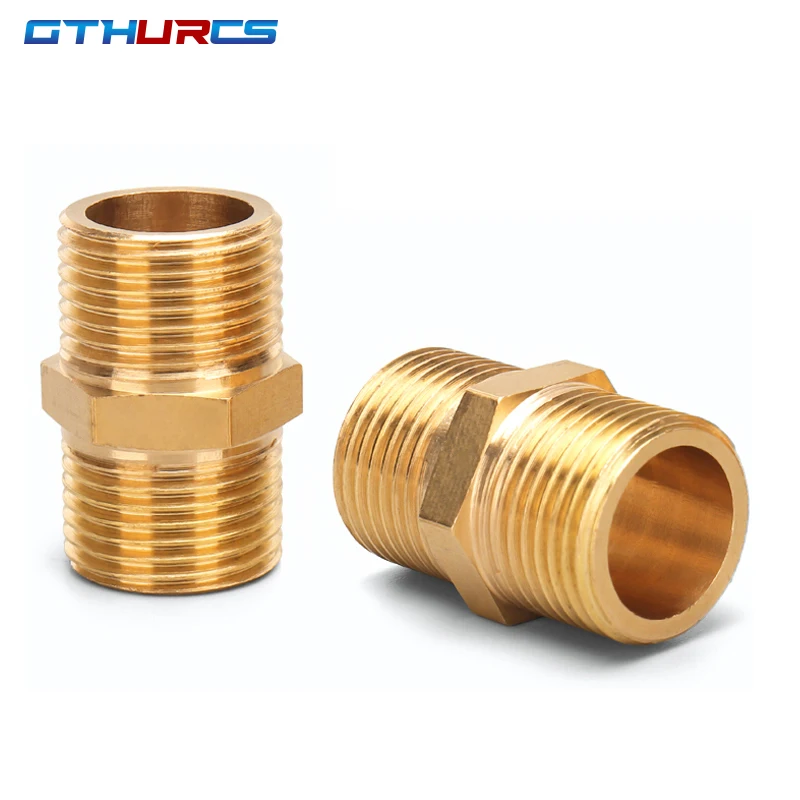 Brass Pipe Hex Nipple Fittings Quick Coupler Adapter 1/8 1/4 3/8 1/2 3/4 1 BSP Male to Males Thread Water Oil Gas Connectors