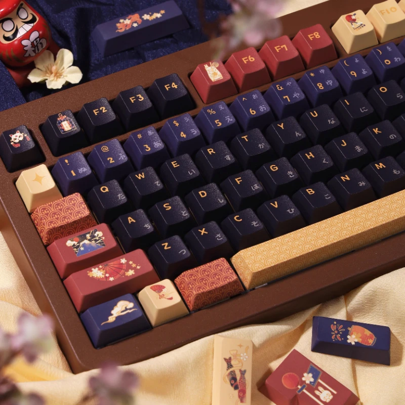 ชุดคีย์บอร์ดธีมดอกไม้ไฟ PBT ห้าด้านระเหิดเชอร์รี่เพื่อโปรไฟล์ keycaps สำหรับแป้นพิมพ์กลอุปกรณ์เสริมญี่ปุ่น