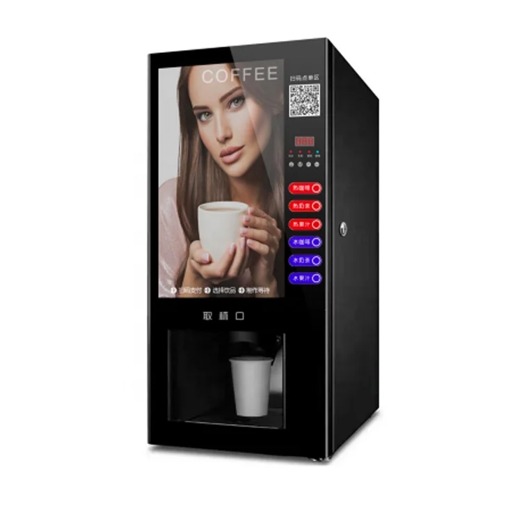 Coffee Vending Machine3 Flavors Hot And Cold Dual Temperature Self-Service Coffee Vending Machine Coin Banknotes Customizable Di