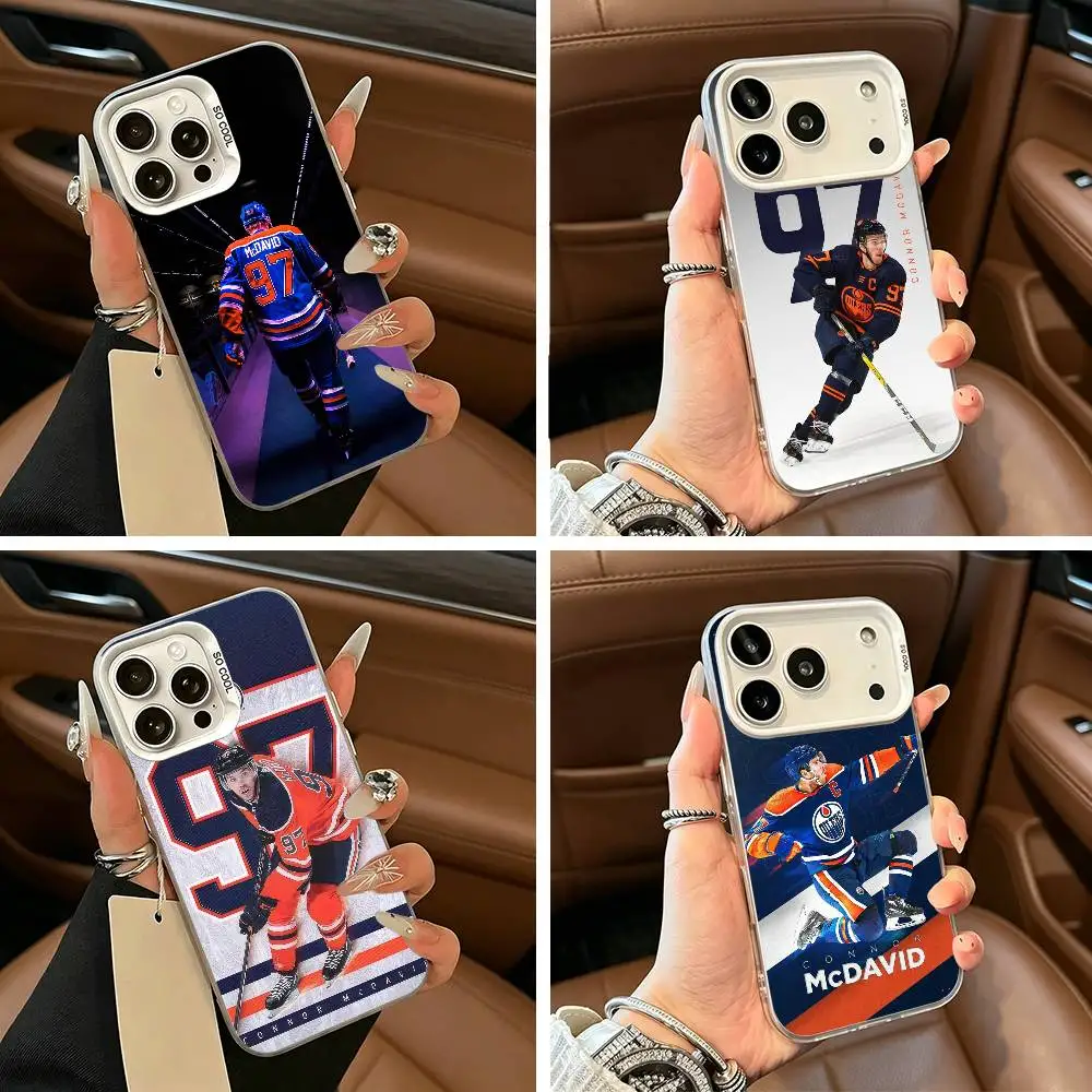 

C-Connor McDavid 97 Phone Case For iPhone 17,16,15,14,13,12,11 Plus,Pro Max,XS,white silver phone case