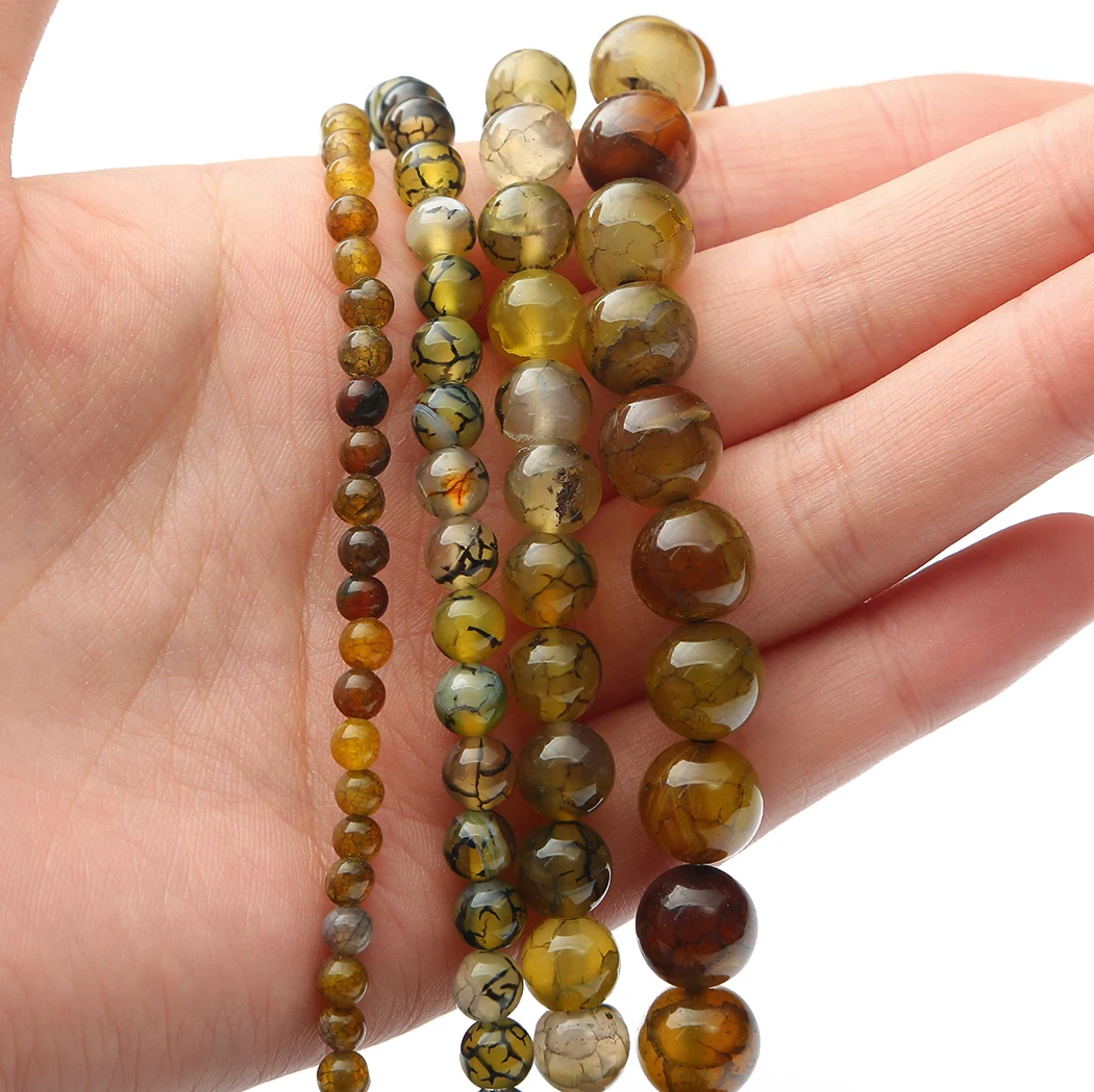 Modische natürliche Teedrachenadern-Achat-Steinperlen, runde lose Abstandshalterperlen für die Schmuckherstellung, DIY-Halskette, Armband, Halskettenzubehör – Detail 1