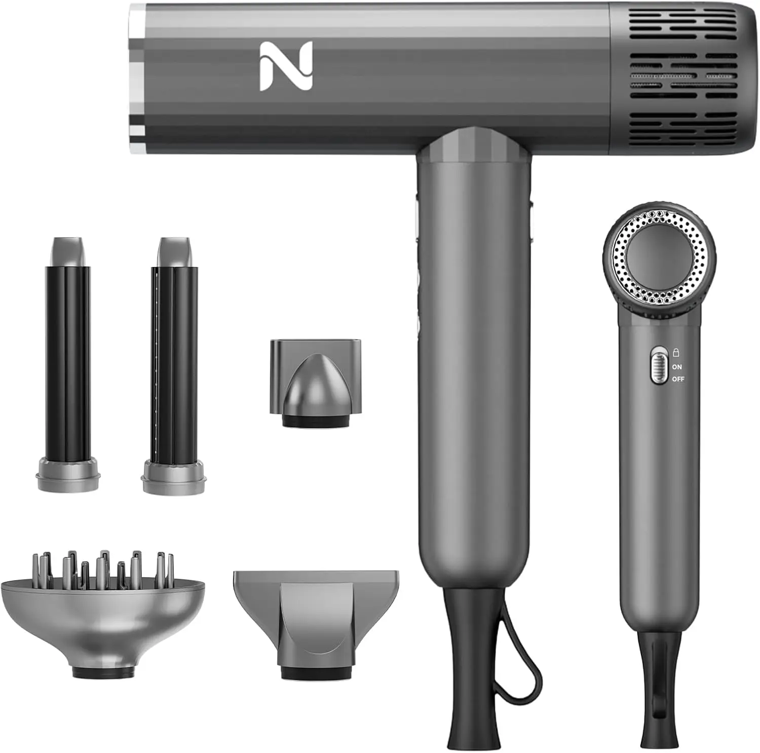 1600W High-Velocity Hair Dryer for Women, Fast-Drying Blow Dryer Set with Diffuser and Curler