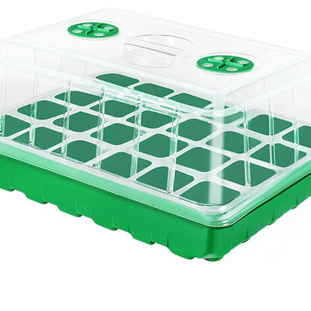 Seedling Starter Tray With LED Lights Adjustable Humidity Vents Thickened Propagation Container Indoor Garden Pot
