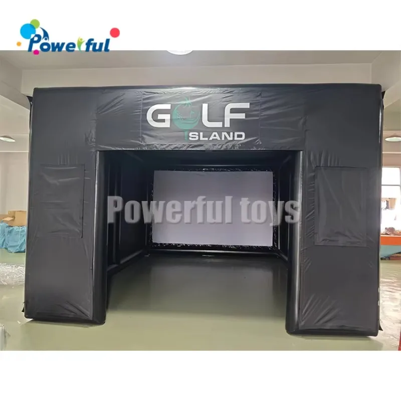 Factory Price Portable Golf Training Cage Inflatable Golf Simulator Projector Shooting Tent With Screen