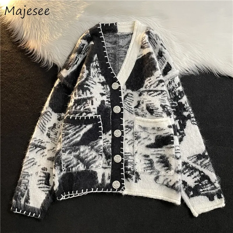 

Black Cardigan Men Sweater Thick Designer Winter High Street Knitwear Fashion Clothing Baggy Teens All-match Chic Ulzzang Casual