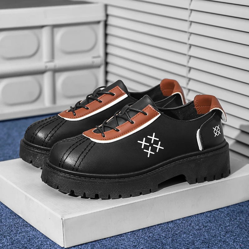 

Matte surface men business shoes formal casual leather shoes lace up design anti slip sole stylish for daily matching