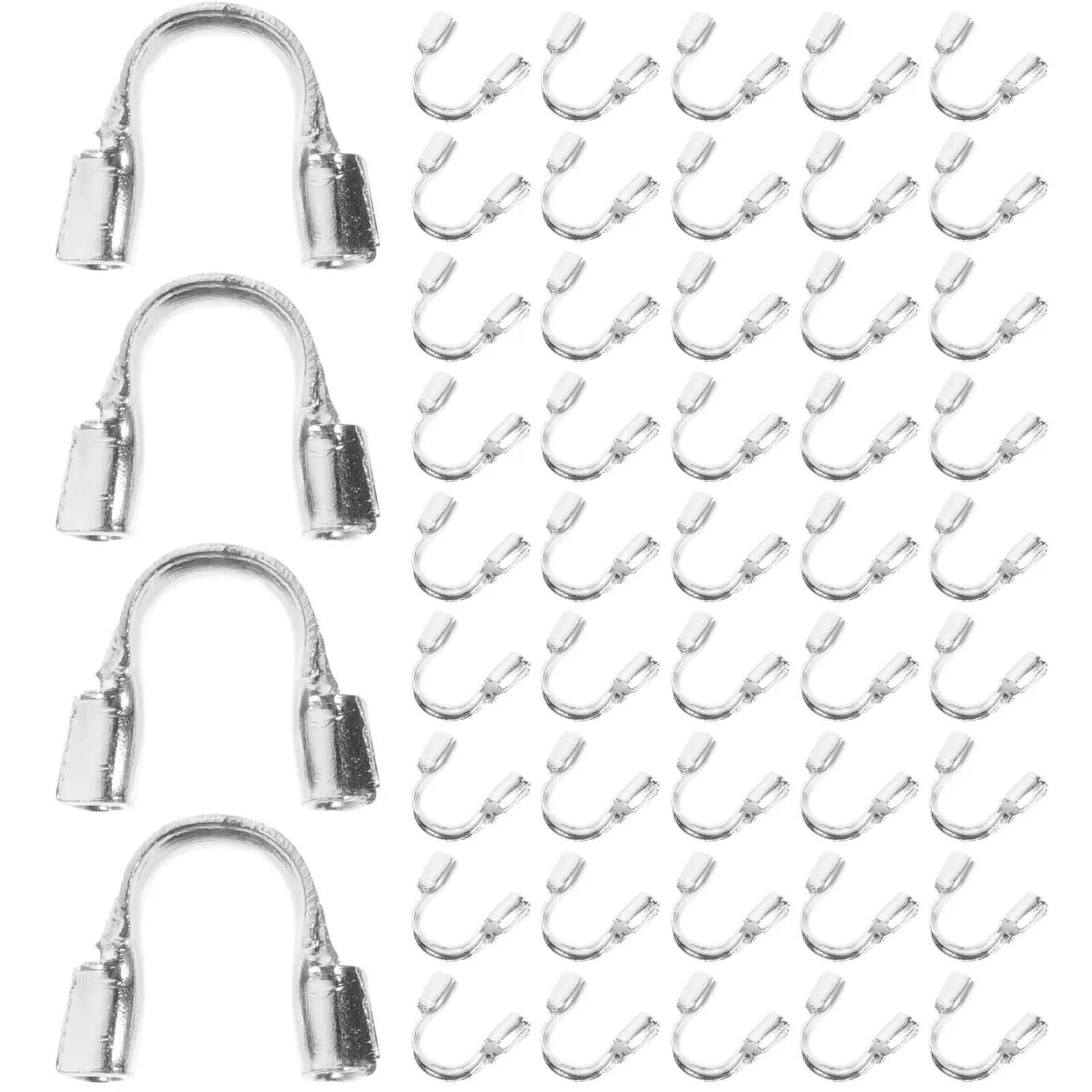 

100 Pcs Accessories U-shaped Buckle Necklace Wire Protectors for Earring Silver Jewelry