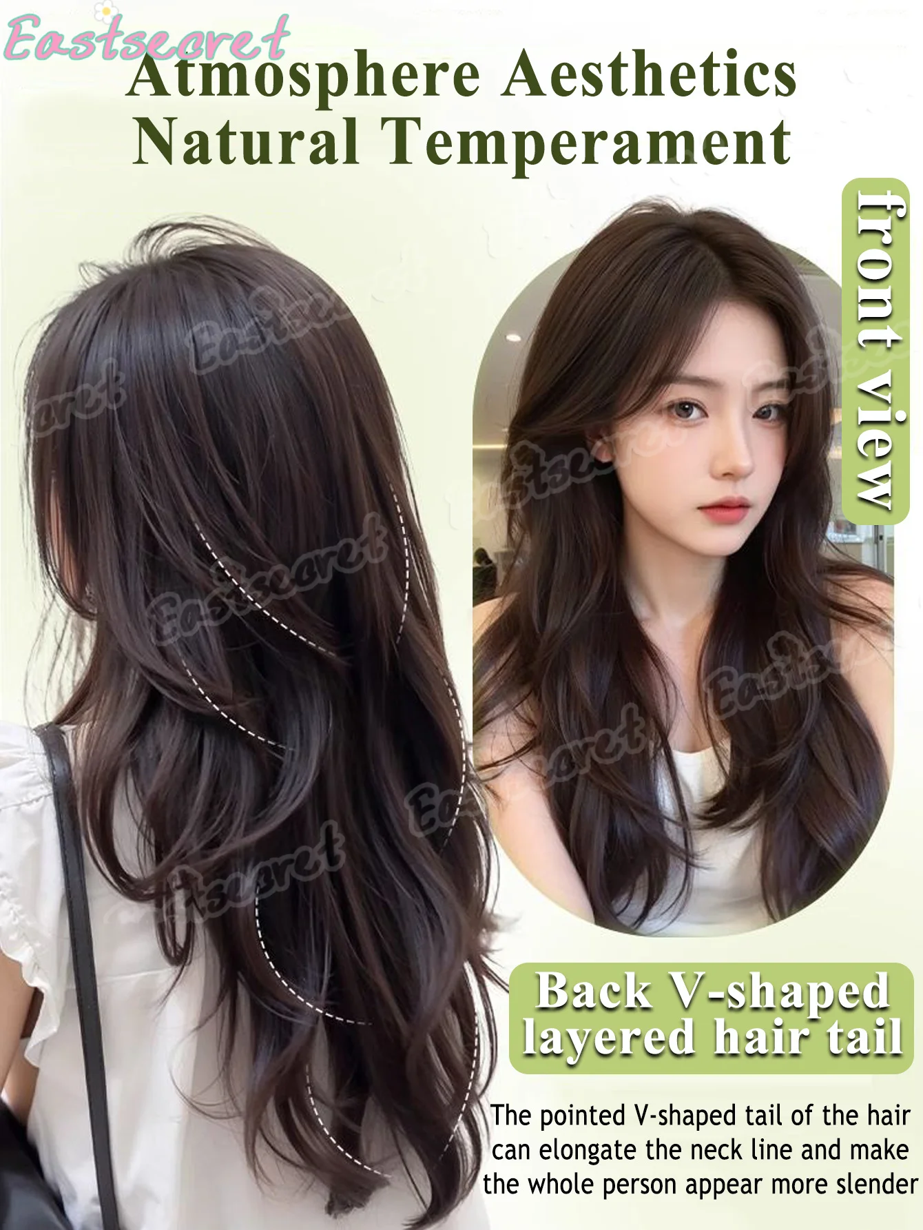 EAST 합성 긴 웨이브 5 클립 헤어 익스텐션 20인치 클립 온 헤어 익스텐션 여성용 고온 가짜 헤어