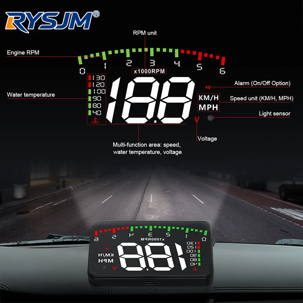 OBD2 HUD Windshield Projector A900 On-board Computer Car Speedometer Obd2 Car Head Up Display Water Temperature Voltage RPM