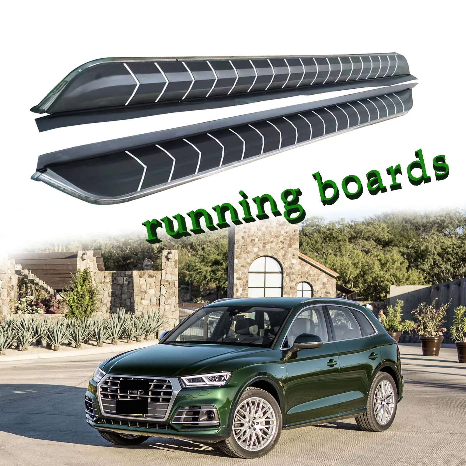 

2Pcs Fits for Audi Q5 SQ5 2018-2024 Fixed Nerf Bar Side Step Pedal Running Board（with brackets)