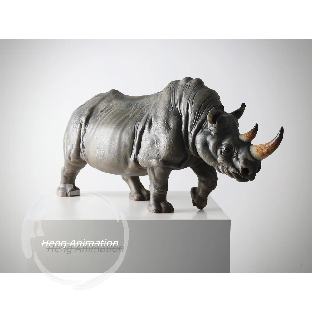 In Stock, Simulated Rhino Resin Ornament Figure 60cm Atmospheric Display Porch Soft Decoration Collection Animals, Cool, Gifts