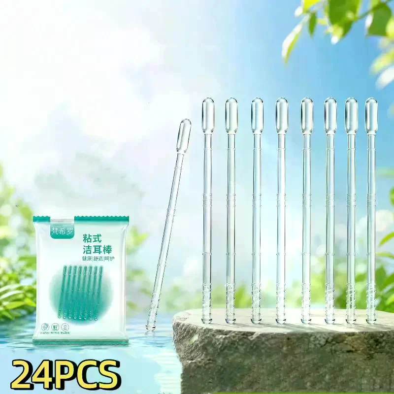 24Pcs Silicone Reusable Ear Swabs Soft Ear Cleaner Sticky Ear Swabs Sticky Earwax Remover Stick Adults