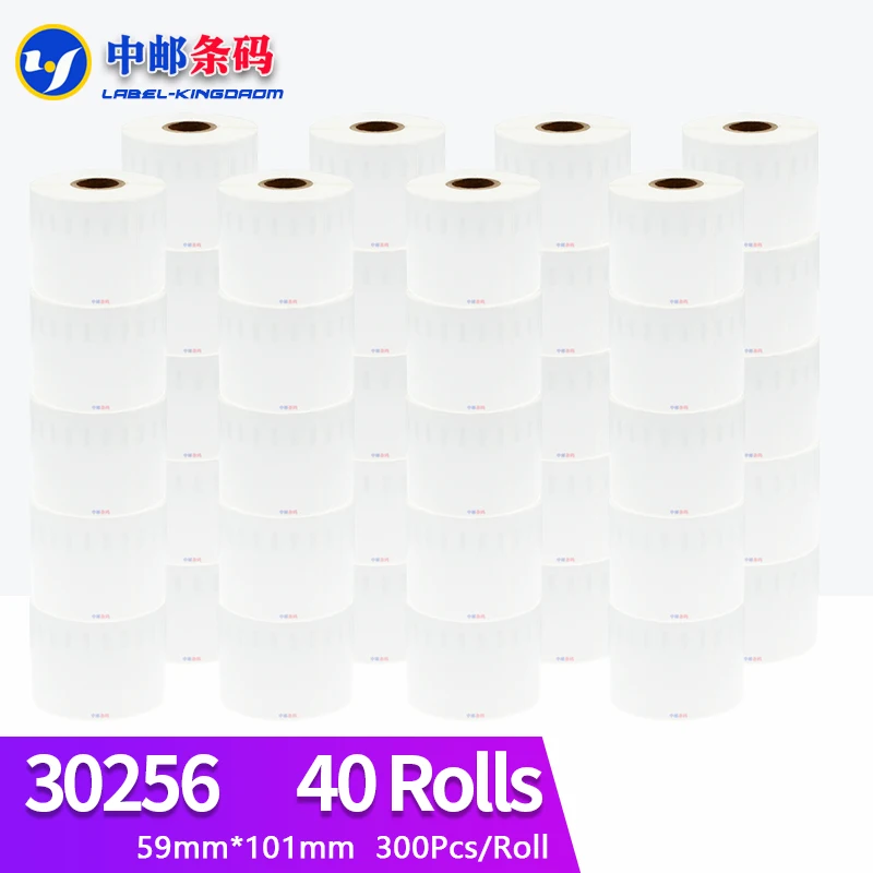 40 Rolls Dymo Compatible 30256 White Label 59mm*101mm 300Pcs/Roll Compatible for LabelWriter 450Turbo Printer Seiko SLP 440 450